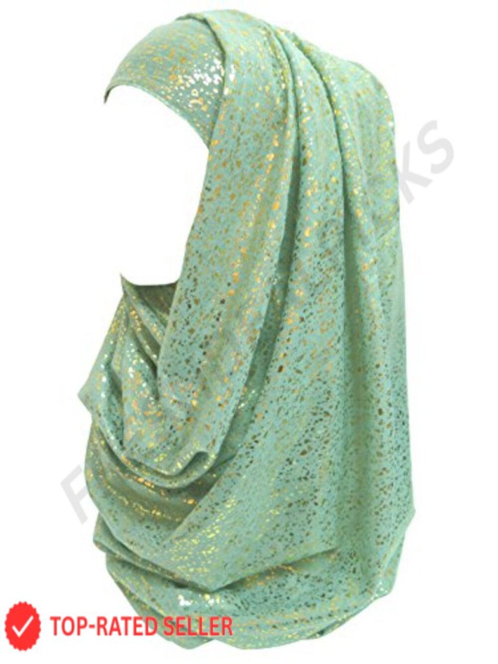 Gold Glitter Hijab Muslim Head Wrap Scarf Shawl Lightweight Polyester Viscose